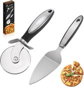 Bol.com Pizzasnijder vaatwasmachinebestendig premium pizzasoller van roestvrij staal scherpe en stabiele pizzaroller pizzasnijde... aanbieding
