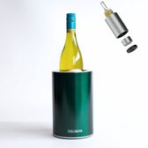 Refroidisseur à vin Coolenator - Refroidisseur à champagne - Refroidisseur de bouteille avec élément de congélateur amovible Uniek - Aluminium de haute qualité - Vert métallique