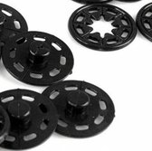 5x drukknoop zwart aannaaibaar - 25 mm - aannaaibare drukkers - plastic drukknopen - 2,5 cm