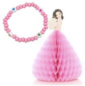 Armband met 3-D kaart- Prinses- licht roze- Verjaardag- Charme Bijoux