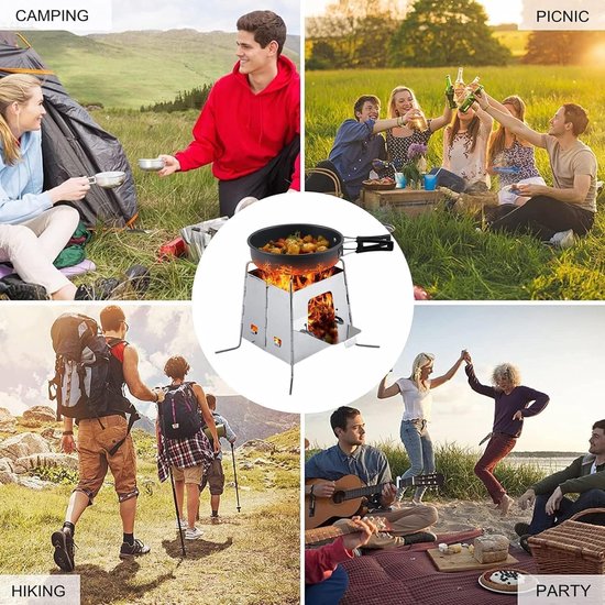 picknickbarbecueDraagbare Roestvrij staal Opvouwbare Houtskool BBQ Grill Afneembare Kleine BBQ Grill grillset winddicht Camping Buiten Reizen Met Draagtas van Merkloos — afbeelding 5