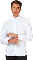 OppoSuits White Knight Shirt - Heren Overhemd - Casual Effen Gekleurd - Wit - Maat EU 47/48