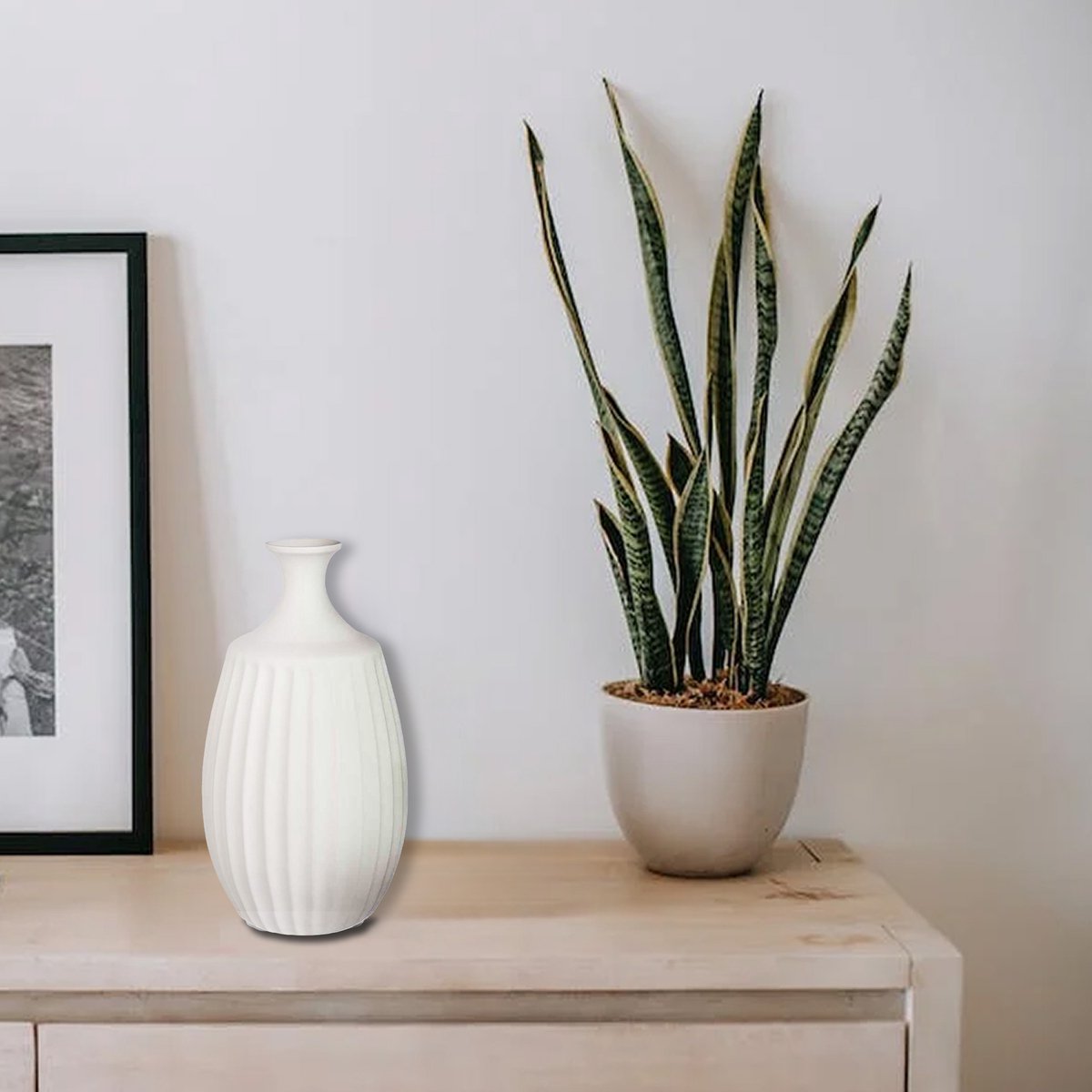 Giftdecor Bloemenvaas Antique Athena - ivoor wit - keramiek - 19 x 31 cm - Klassieke design vaas met historisch en modern karakter