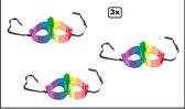 3x Luxe oogmasker Rainbow - regenboog - Thema feest party festival pride fun evenement