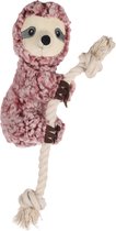 Flamingo Hangta - Speelgoed Honden - Hs Hangta Luiaard + Touw Oud Roze L 30cm - 1st
