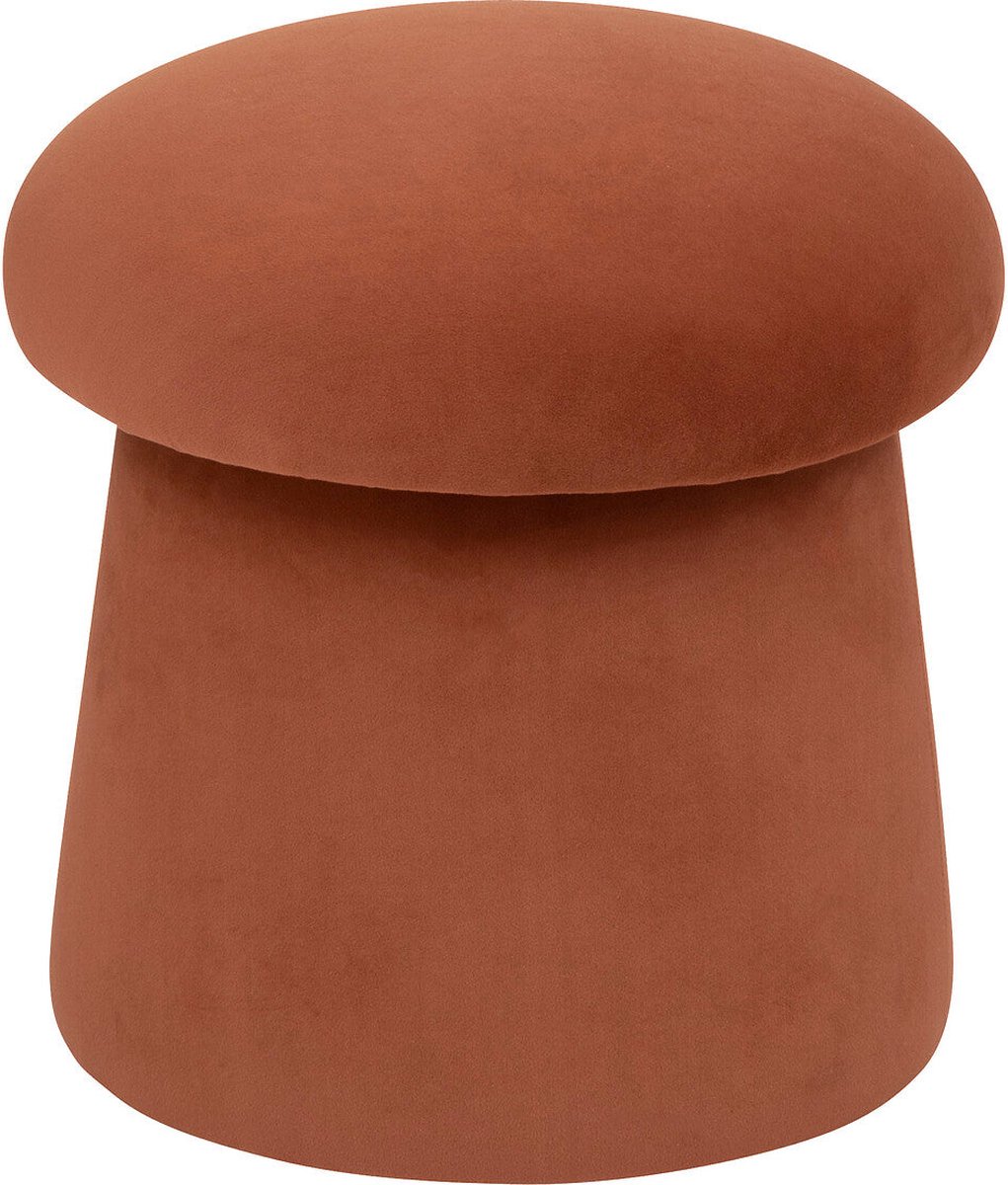 Atmosphera Poef Noa velvet Ø37xH40cm - Amber Bruin