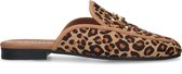 Sacha - Dames - Leopard slip on loafers met goudkleurige chain - Maat 40
