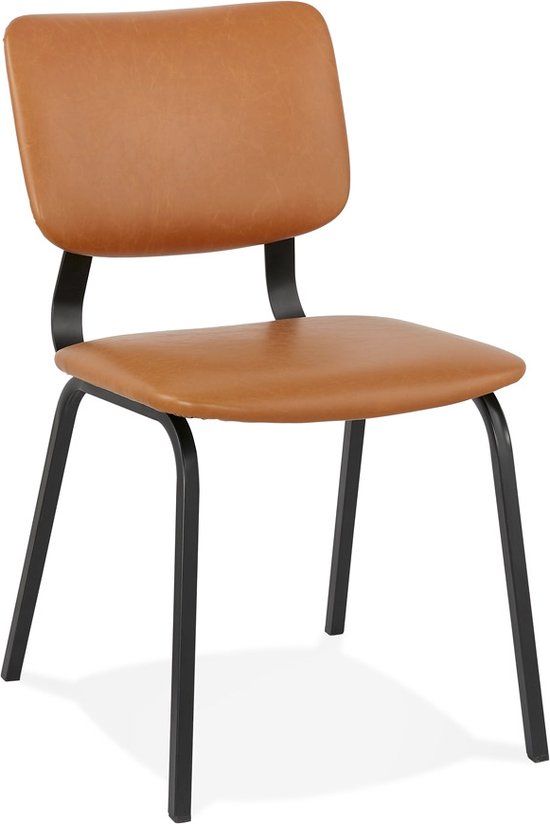 Alterego Bruine vintage stoel 'MELODY' met zwarte metalen structuur