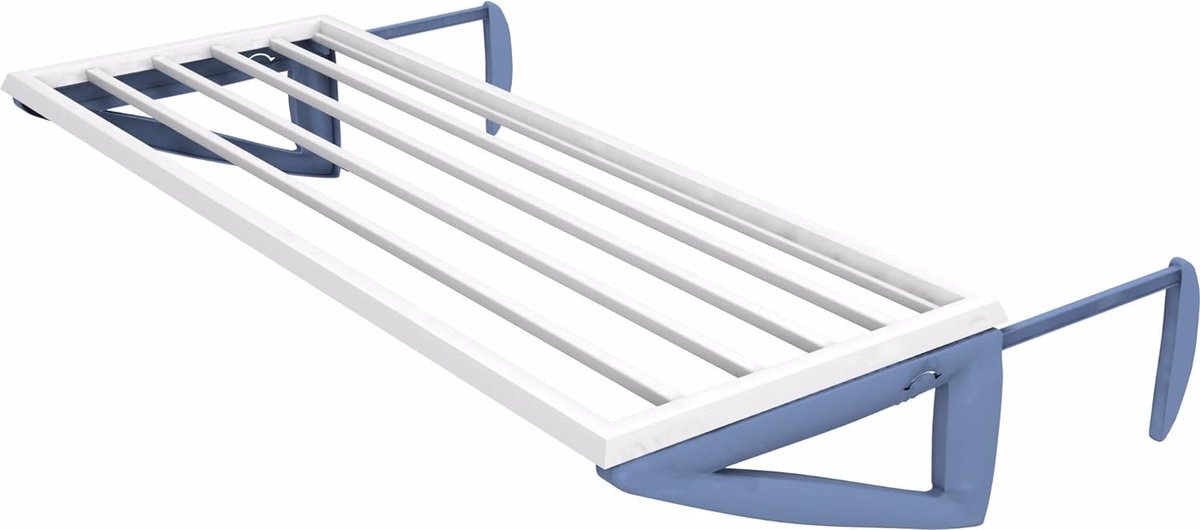 Goedkoopste Op de radiator gemonteerde waslijn van hars, uitrekbaar oppervlak 3,5 m, kleur wit/blauw