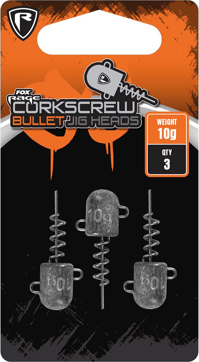 Fox Rage Corkscrew Bullet Jig Heads (3 pcs) - Maat : 10g van Fox Rage — afbeelding 2