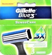 Gillette Sensor/Excel (blue 3 SenseCare), 15 stuks, Origineel, GESCHIKT VOOR ALLE GILLETTE SENSOR EN SENSOR EXCEL HOUDERS, 5 pakjes a 3 stuks = 15 stuks/mesjes, brievenbuspakket.