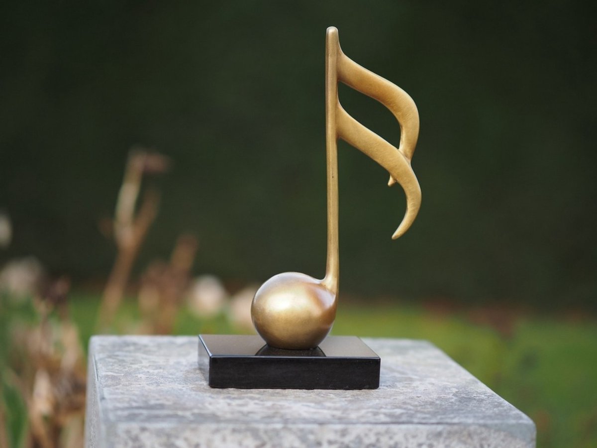 Brons beeld - Muzieknoot - Bronzartes - 23 cm hoog