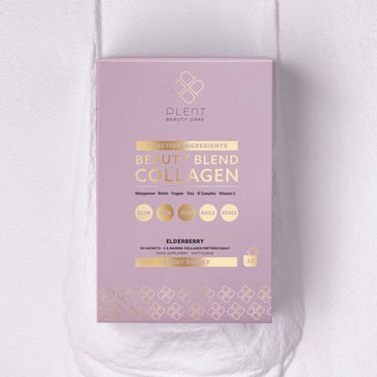 Plent Beauty - Beauty Blend Viscollageen - Vlierbes (30 sachets) - Met 12 actieve ingrediënten ter ondersteuning van huid, haar, nagels en botten