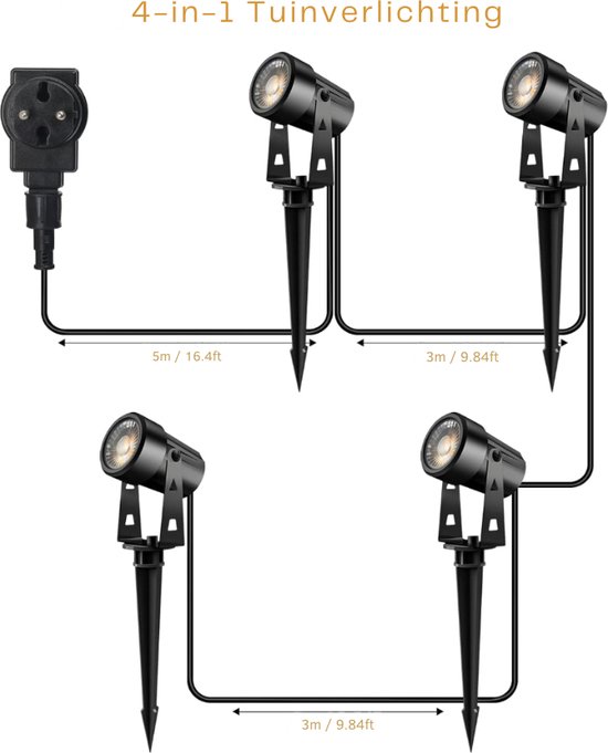 OMSEN Spots De Jardin Avec Piquet GU10 7W, Lumière Verte, Aluminium Solide, Étanche IP67, Ampoules Remplaçables, Spot à Piquer LED Extérieur Pour Jardin, Cour, Arbre, Pelouse, Plantes, Lot De 4