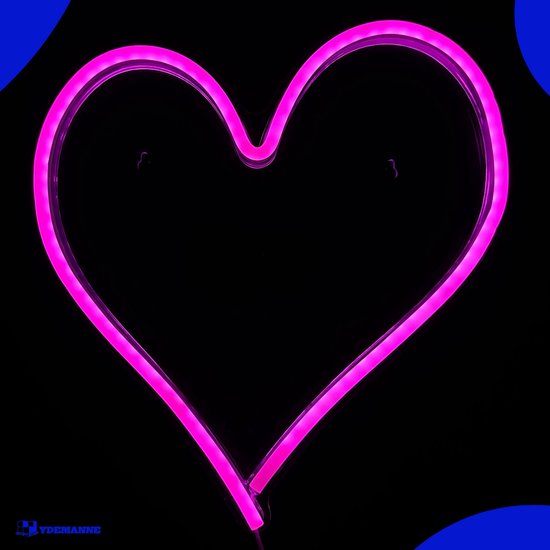 Neon Lamp - Hart Roze - Incl. Ophanghaakjes - Neon Sign - Neon Verlichting - Neon Led Lamp - Wandlamp