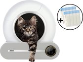 Bac à litière automatique pour chat - Bac à litière autonettoyant - Application incluse - Avec tapis de litière pour chat et 8 rouleaux de sacs de collecte - 65 L - Zedar K900