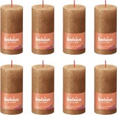 8 bougies pilier rustique Bolsius marron 100/50 (30 heures) Eco Shine Spice Brown