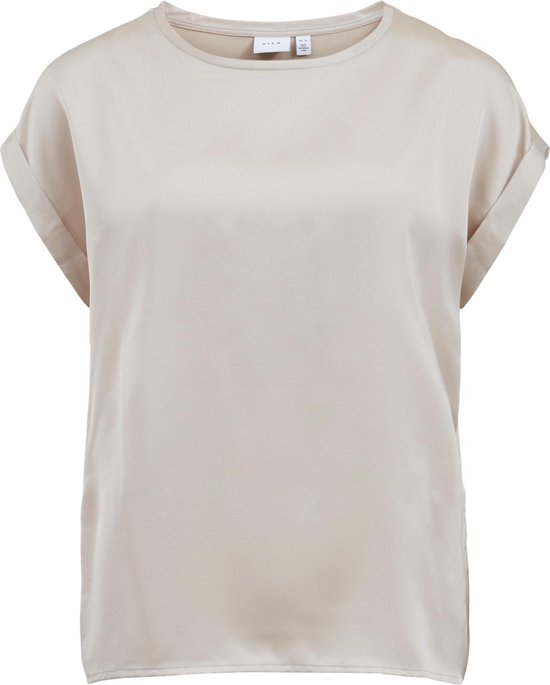 Vila T-shirt Viellette S/s Satin Top - Noos 14059563 Ciment Taille Femme - 40