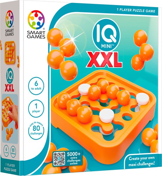 SmartGames IQ Mini XXL - Groot Logisch Denkspel - Eindeloze Uitdagingen met Verschuifbare Blockers - Educatief Solospel - Vanaf 6 Jaar
