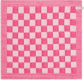Knit Factory Gebreide Keukendoek - Keukenhanddoek Block - Geblokt motief - Handdoek - Vaatdoek - Keuken doek - Ecru/Fuchsia - Traditionele look - 50x50 cm