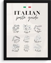 Cadre photo avec affiche - Cadre pour affiche 30x40 cm - Posters - Types de pâtes - Italie - Alimentation - Salle à manger - Photo sous cadre - Décoration murale Cuisine - Accessoires de Décoration murale - Décoration murale - Peintures