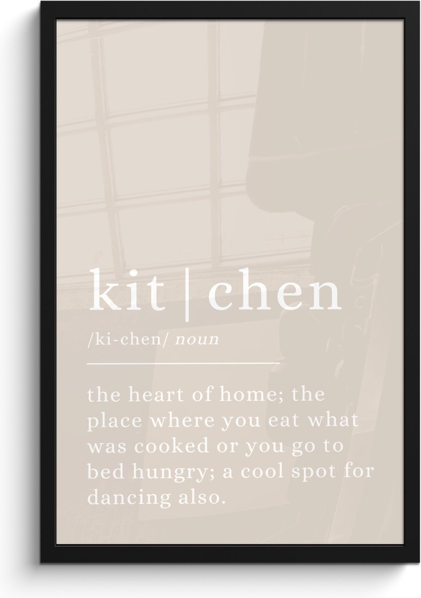 FrameYourWall Fotolijst inclusief poster - Posterlijst 40x60 cm - Posters - Quote - Kitchen - Definitie - Beige - Foto in lijst - Keuken decoratie muur - Wanddecoratie accessoires - Muurdecoratie - Schilderijen