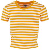 Urban Classics - Short Striped Crop top - 4XL - Wit/Oranje