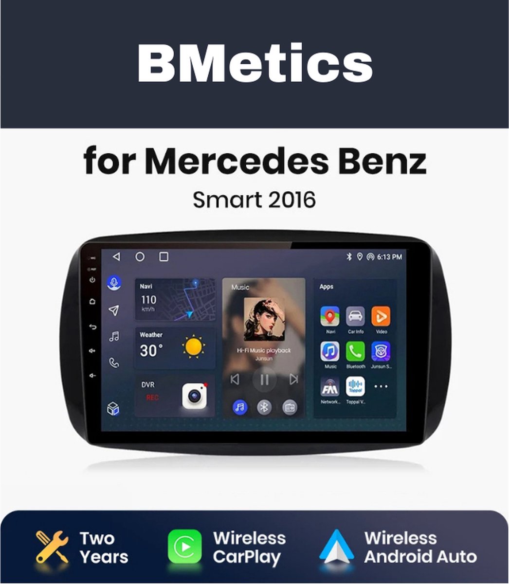BMetics Autoradio Navigatie - 1GB-16GB - Mercedes Benz Smart 2016 - Apple Carplay & Android Auto