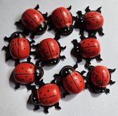 10x Grote Houten Lieveheersbeestje - Knutsel lieveheersbeestjes van hout met pootjes - Scrapbooking