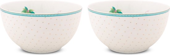 Pip Studio Jolie Flowers Dots Kommen - Servies - Set van 2 schaaltjes - Goud - 15cm