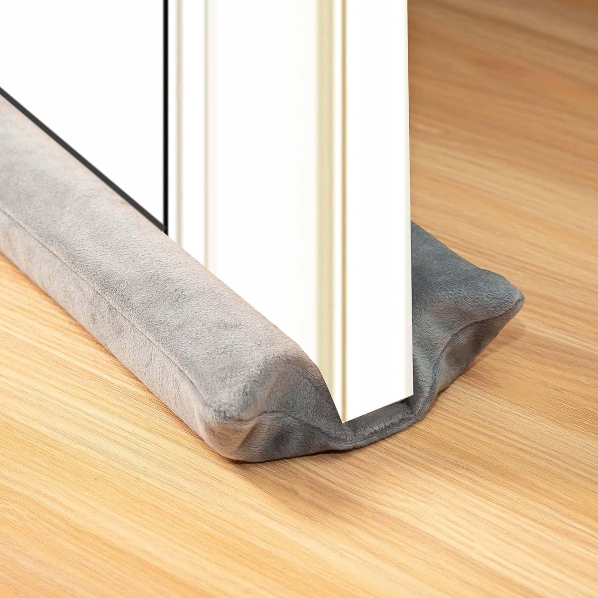 Onder tochtstopper, 76-96 cm, instelbare windstopper voor deur, raam, dubbele trekbescherming, schuim, deur, sweep, luchtgeluidsblokker voor vloer van de deuren, dubbelzijdige zijafdichting, grijs