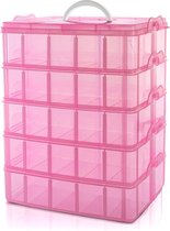 5 niveaus roze sorteerboxen voor kleine onderdelen met 50 verstelbare verdelers - organizerbox - schroefbox - sorteerbox - opslag voor kleine onderdelen voor speelgoed, sieraden, cosmetica en accessoires