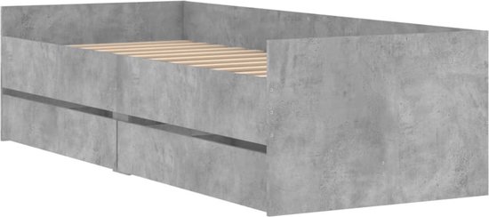 vidaXL - Bedframe - met - lades - betongrijs - 75x190 - cm - Small - Single