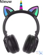 RyC Toys Kinder Hoofdtelefoon unicorn- zwart | Draadloze Koptelefoon- eenhoorn -Kids Headset-Over Ear-Bluetooth-Microfoon-unicorn-Led Verlichting