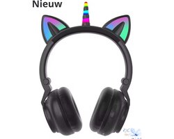 RyC Toys Kinder Hoofdtelefoon unicorn- zwart | Draadloze Koptelefoon- eenhoorn -Kids Headset-Over Ear-Bluetooth-Microfoon-unicorn-Led Verlichting