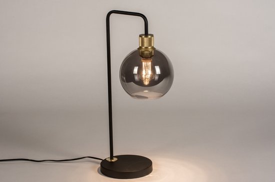 Lumidora Lampe de table 74394 - E27 - Zwart - Grijs - Messing - Métal