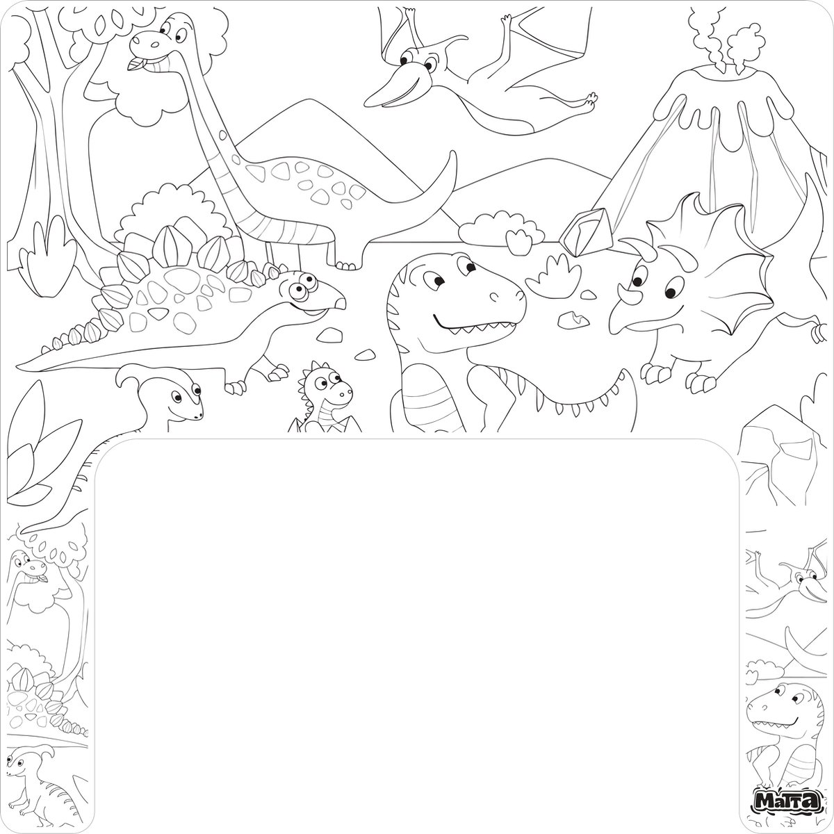 Matta Kids - Dino bos - Herbruikbare Kleurplaat en Veegplacemat - Past op Ikea Antilop