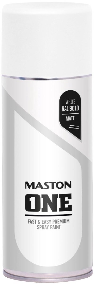 Maston ONE - spuitverf - mat - wit (RAL 9010) - 400 ml - spuitbus verf