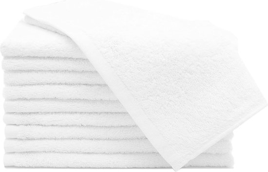 Set van 10 gastendoekjes, kleine en pluizige handdoeken, 30 x 50 cm, wasbaar tot 95 °C, katoen, wit, hotelkwaliteit, Oeko-Tex gecertificeerd
