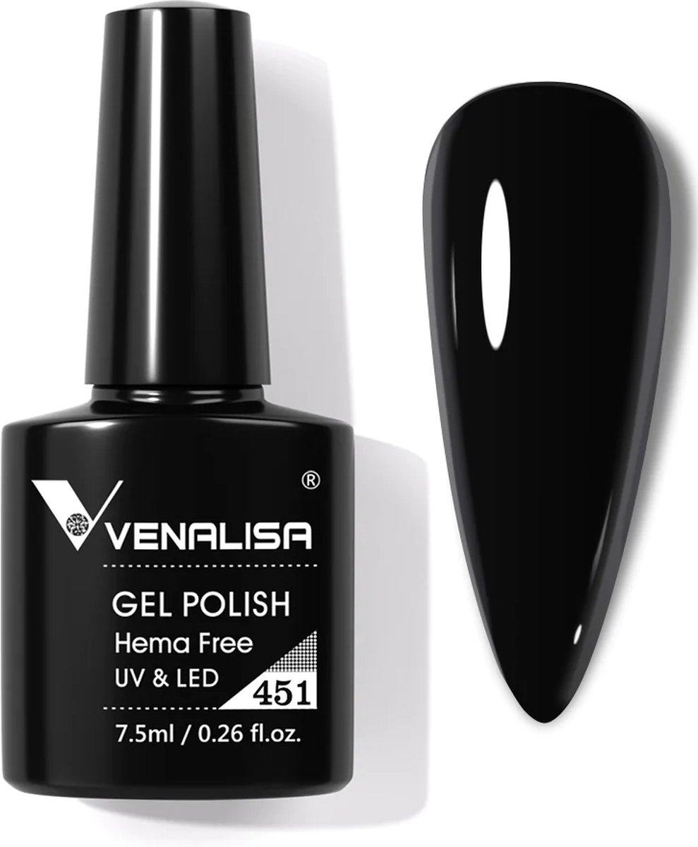 Venalisa Gellak Zwart - 7.5 ml - Zwarte Gellak - Gellac Zwart - Gellak Kleuren - Venalisa Gellak - Gellak Nagellak