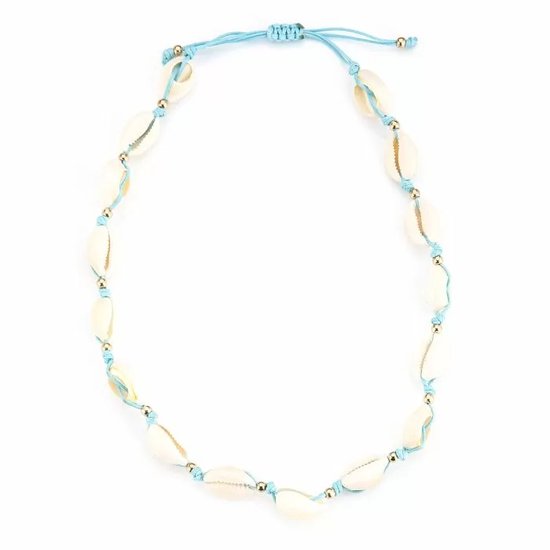 Bijoutheek Collier Schelpen Gold Balls Turquoise