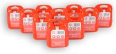 Voodelpak: EHBO Set - 10-Delige Kit voor Thuis, Auto en Reizen - Rode Kleur - Compact en Draagbaar - Plastic Materiaal - Inclusief Pleisters, Verbanden, Doekjes en Tape - 10x3x13cm