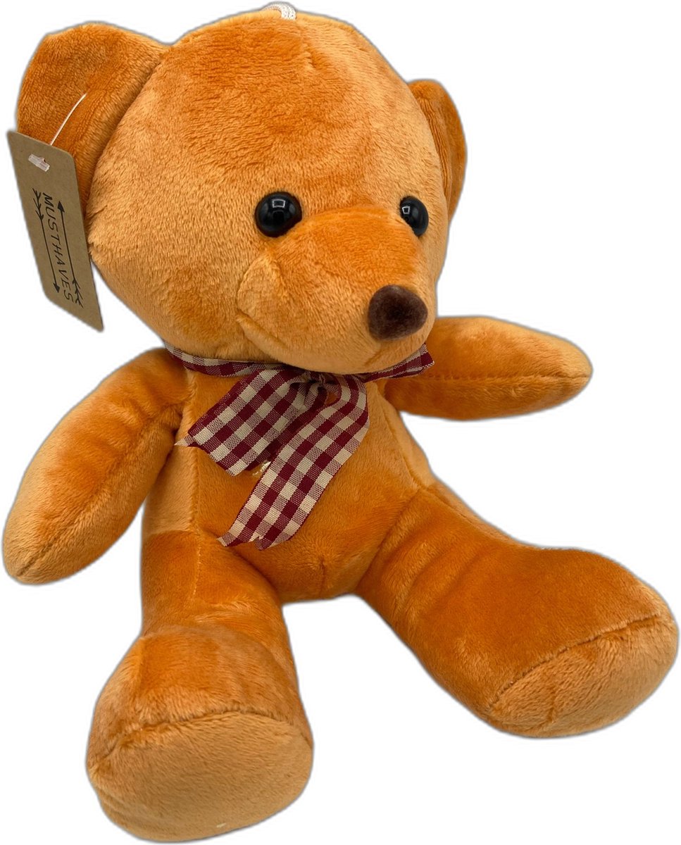 Musthaves - Pluche Beer - Oranje - met ophang Zuignap - 25 cm