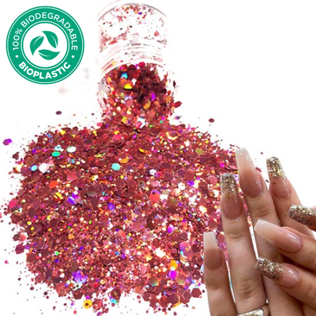 Goedkoopste Chunky Glitters (Rose Goud) [Volume 8g - Festival Glitter Outfit Nagel Decoratie Versiering - Manicure Kunstnagels Nepnagels Acryl Nagels - Kinderen Volwassenen Dames Glitters]