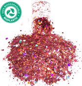 Chunky Glitters (Rose Goud) (Volume 8g) [Festival Makeup Gezicht Lichaam - Face Body Glitter - Biologisch afbreekbaar - Versiering Dames Volwassen Kinderen]