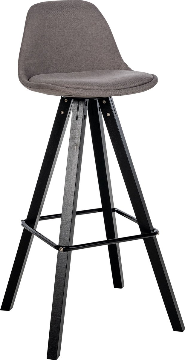 CLP Corbin Barkruk - Met rugleuning - Hout Vierkant frame - Stof - zwart/taupe
