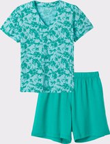 Lords x Lilies Pyjama, blauw-groene bloemenprint - maat XL