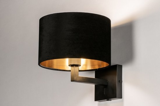 Lumidora Wandlamp 30910 - Voor binnen - SIENA - E27 - Zwart - Goud - Metaal