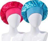 Satijnen slaapmuts voor sterker haar - Blauw & Rose - bonnet/satijn/zijdenmuts/krullen/stijl haar/bescherming