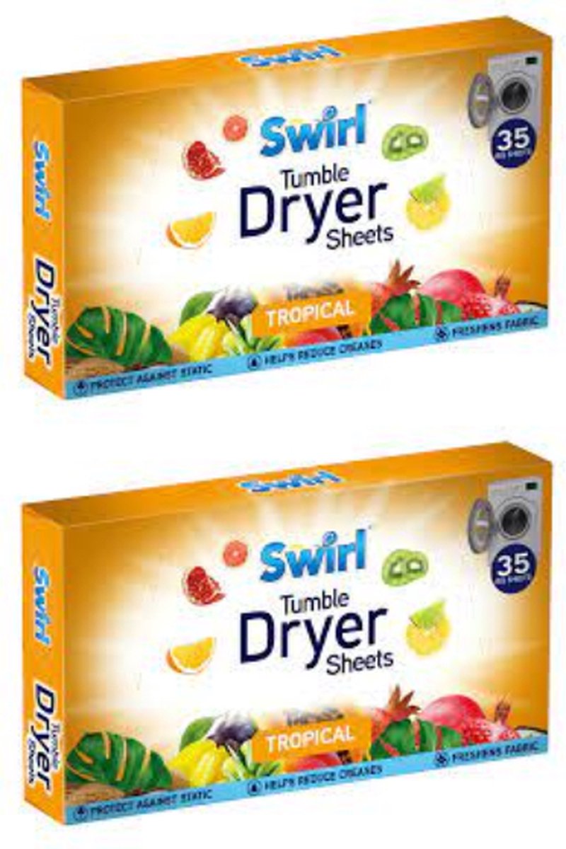 Swirl Tumble Dryer Sheets (Droogtrommeldoekjes) - Tropical - 35 Sheets x 2 Packs